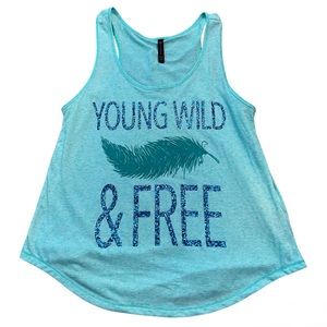 Hybrid Apparel Young Wild And Free Blue Shirt Size Large *READ DESC*.